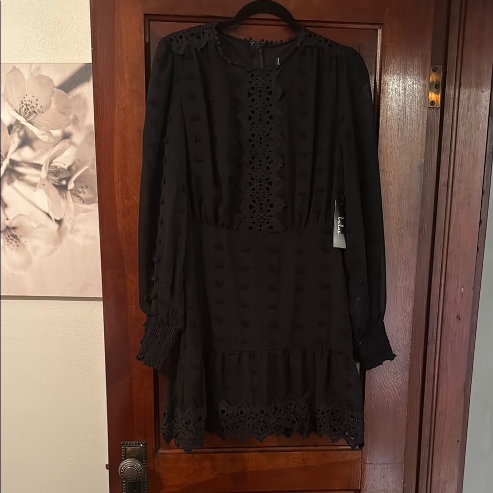 Lulu's Black Bishop Sleeve Cocktail Dress